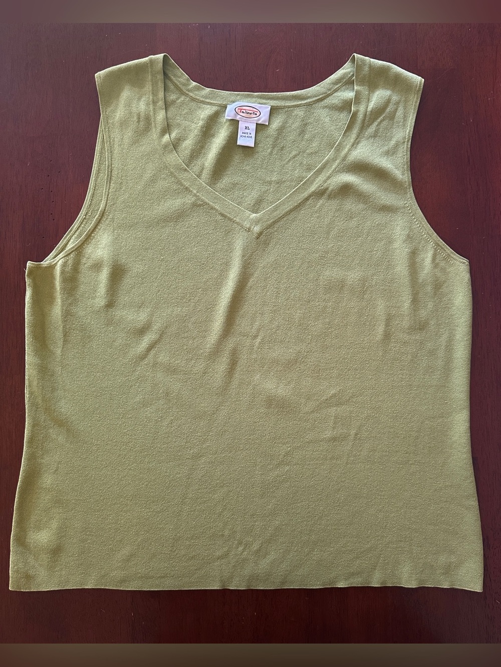 Vintage Talbots Sleeveless Lime Green Sweater Tank Top Women Size XL